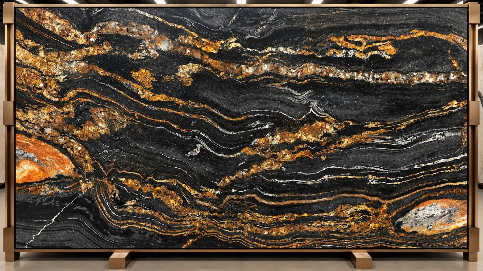Black Taurus granite slab, leathered finish