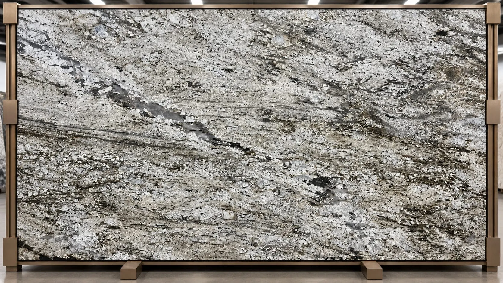 Blue Dunes granite slab, leathered finish