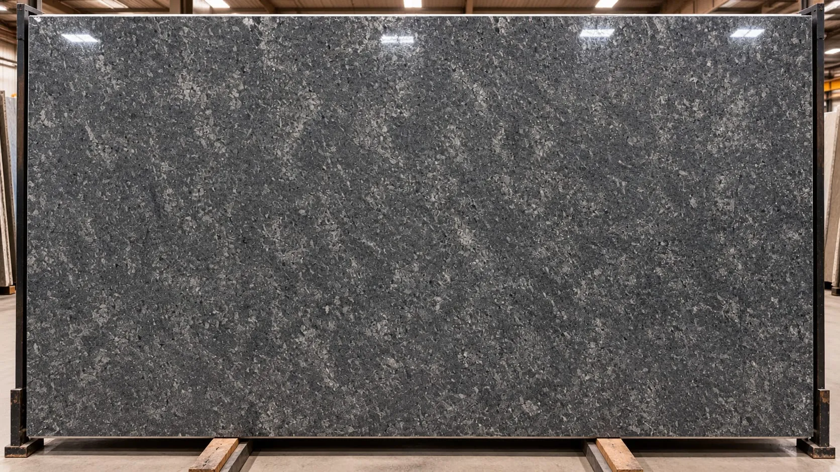 Steel Grey granite slab, leathered finish